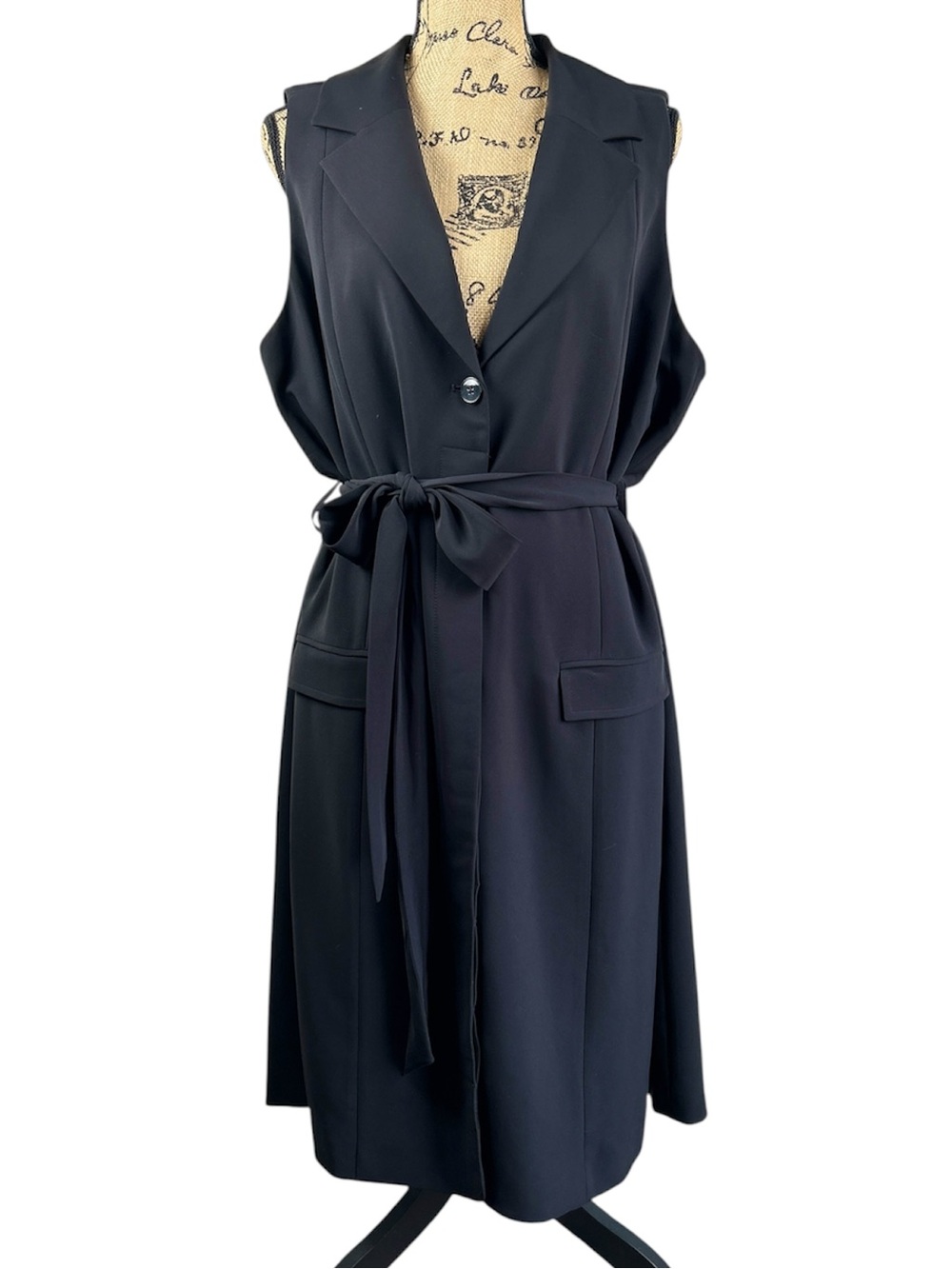 All Worthy Hunter McGrady Button Front Sleeveless Blazer Dress
